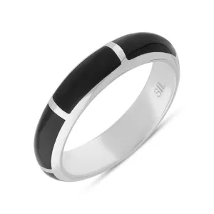 Sterling Silver Whitby Jet 6mm Gap Channel Set Wedding Band Ring