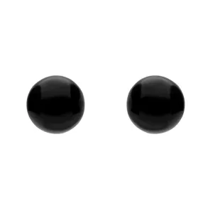 Sterling Silver Whitby Jet 8mm Ball Stud Earrings