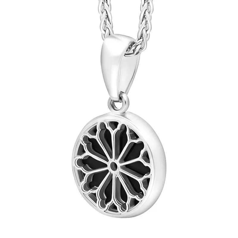Sterling Silver Whitby Jet Abbey Window Round Small Necklace