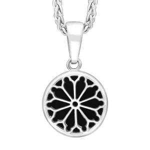 Sterling Silver Whitby Jet Abbey Window Round Small Necklace