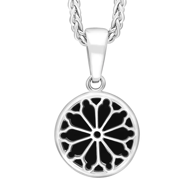 Sterling Silver Whitby Jet Abbey Window Round Small Necklace