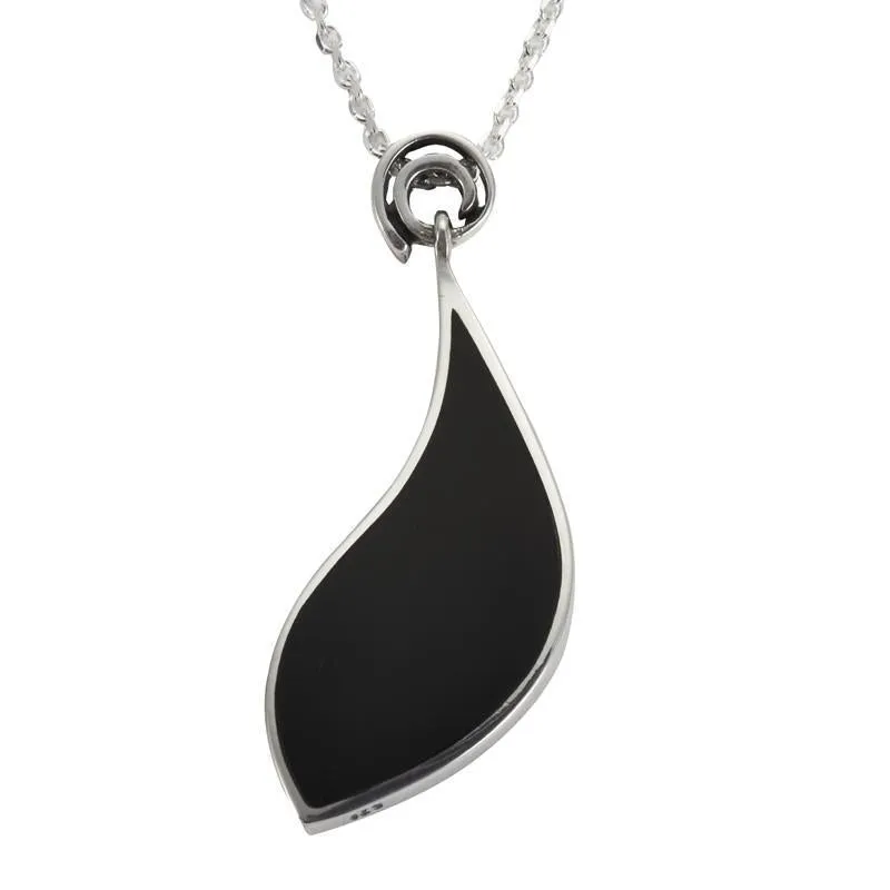 Sterling Silver Whitby Jet Acanthus Leaf Necklace
