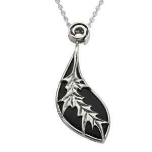 Sterling Silver Whitby Jet Acanthus Leaf Necklace