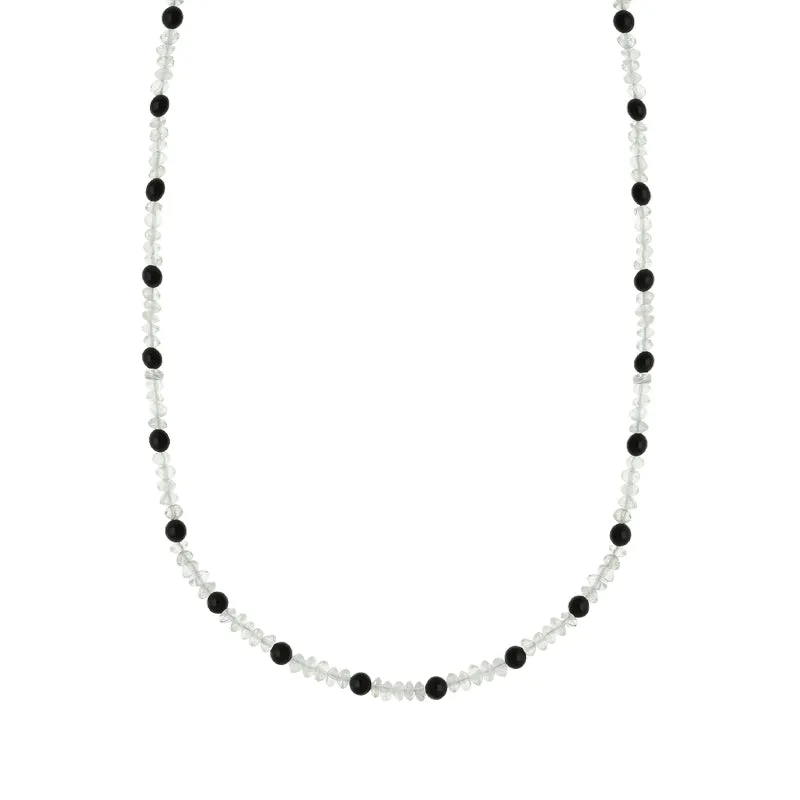 Sterling Silver Whitby Jet Aquamarine T-Bar Necklace D