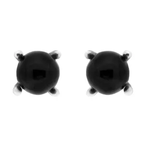 Sterling Silver Whitby Jet Bead Claw Set Stud Earrings