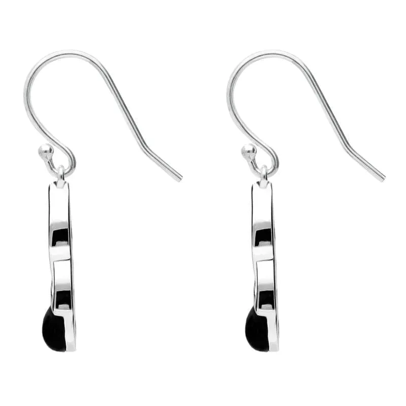 Sterling Silver Whitby Jet Celtic Twist Hook Earrings