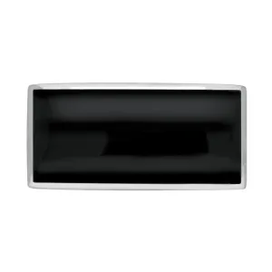Sterling Silver Whitby Jet Contemporary Oblong Brooch