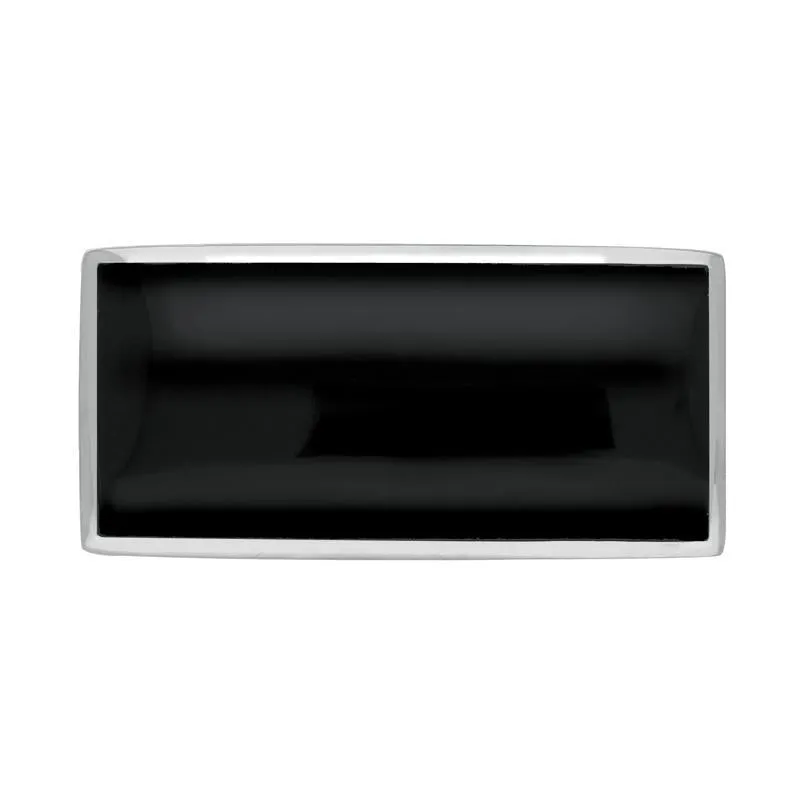 Sterling Silver Whitby Jet Contemporary Oblong Brooch