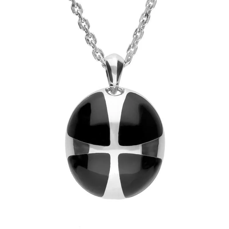 Sterling Silver Whitby Jet Cross Ball Three Piece Set