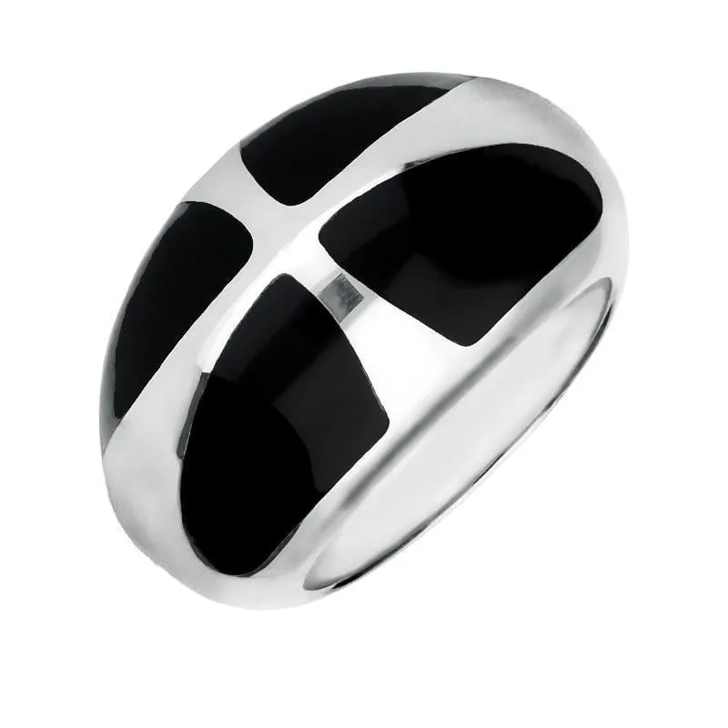 Sterling Silver Whitby Jet Cross Ball Three Piece Set