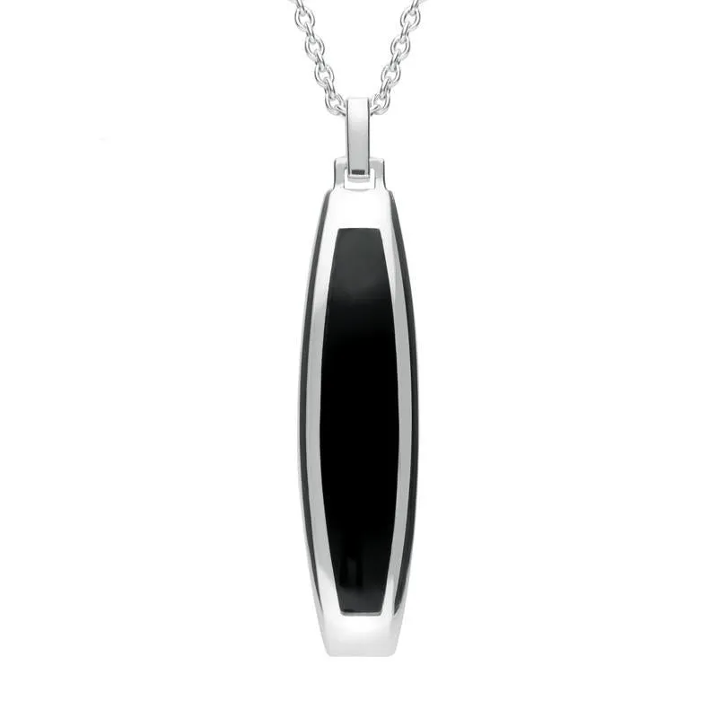 Sterling Silver Whitby Jet Curved Oblong Necklace