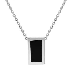 Sterling Silver Whitby Jet Curved Oblong Necklace