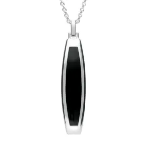 Sterling Silver Whitby Jet Curved Oblong Necklace