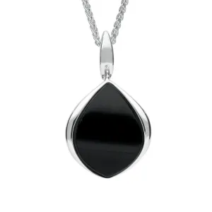 Sterling Silver Whitby Jet Curved Pear Drop Necklace