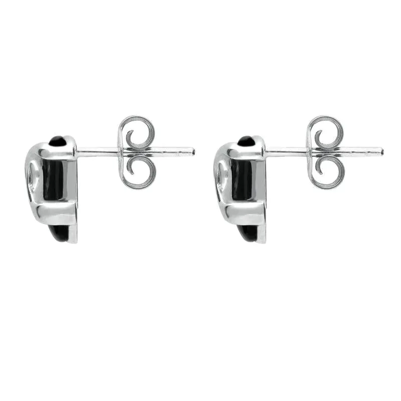Sterling Silver Whitby Jet Cushion Pattern Stud Earrings
