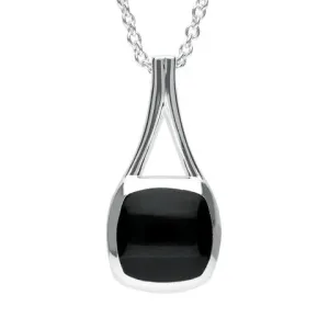 Sterling Silver Whitby Jet Cushion Pendant Necklace