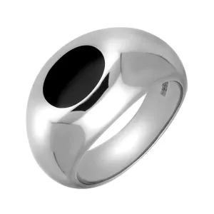 Sterling Silver Whitby Jet Domed Oval Signet Ring