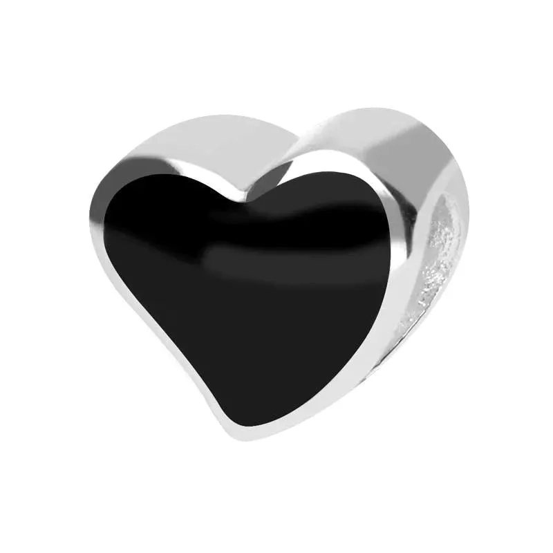 Sterling Silver Whitby Jet Double Sided Heart Charm