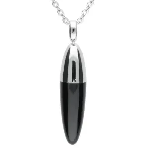 Sterling Silver Whitby Jet Dropper Necklace