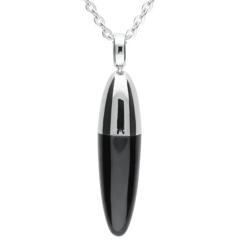 Sterling Silver Whitby Jet Dropper Necklace