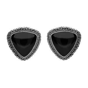 Sterling Silver Whitby Jet Earrings Triangular Large Foxtail Stud Earrings D