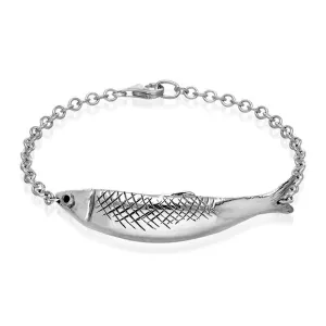 Sterling Silver Whitby Jet Emma Stothard Silver Darling Chain Link Bracelet
