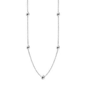 Sterling Silver Whitby Jet Fleur De Lis Link Disc Chain Necklace