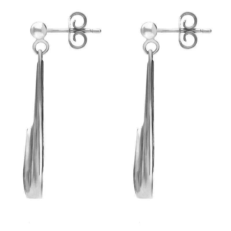 Sterling Silver Whitby Jet Fleur Triangle Drop Earrings