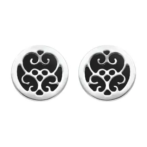 Sterling Silver Whitby Jet Flore Filigree Stud Earrings
