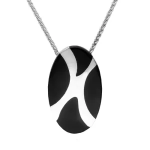 Sterling Silver Whitby Jet Four Stone Oval Necklace