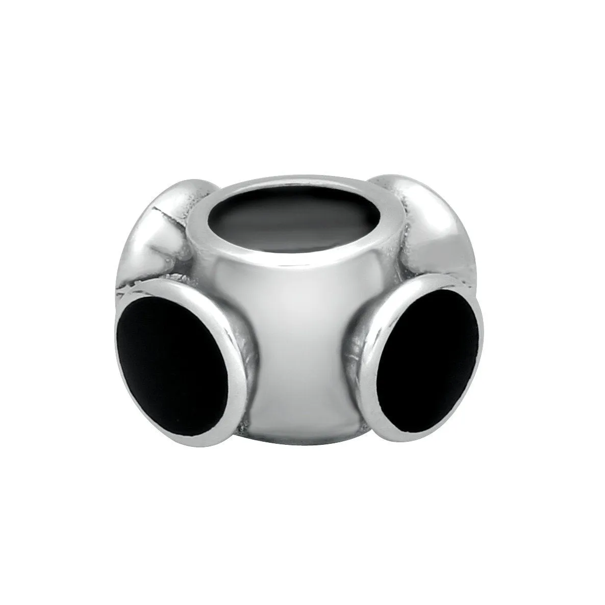 Sterling Silver Whitby Jet Four Stone Volcano Set Charm