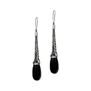 Sterling Silver Whitby Jet Foxtail Tapered Drop Earrings