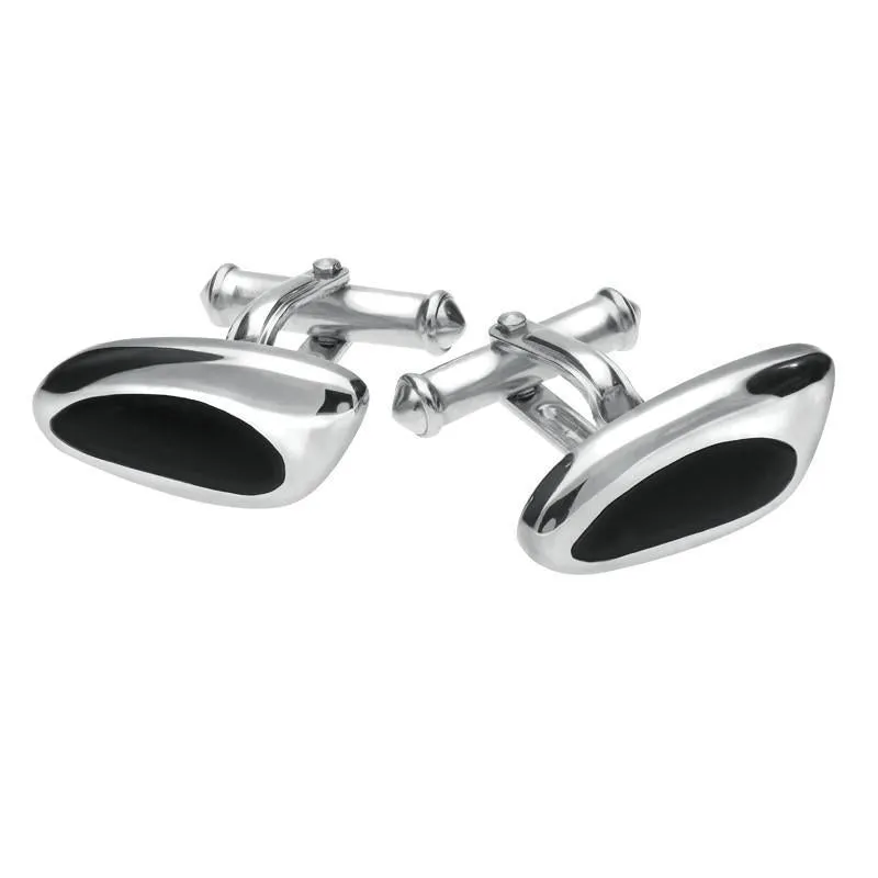 Sterling Silver Whitby Jet Freeform Cufflinks
