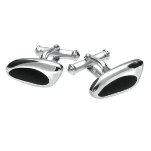Sterling Silver Whitby Jet Freeform Cufflinks