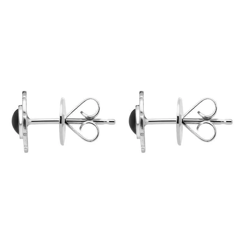 Sterling Silver Whitby Jet Greek Style Stud Earrings