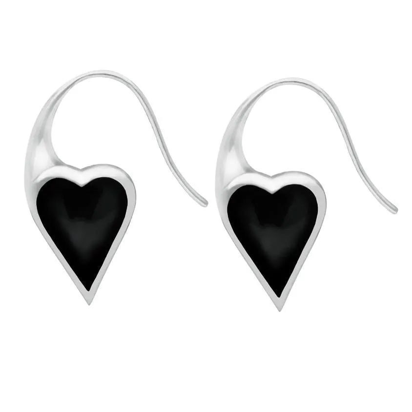 Sterling Silver Whitby Jet Heart Carrier Two Piece Set