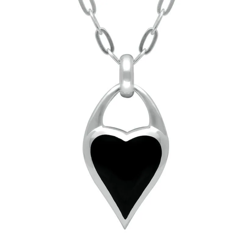 Sterling Silver Whitby Jet Heart Carrier Two Piece Set