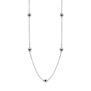 Sterling Silver Whitby Jet Heart Link Disc Chain Necklace