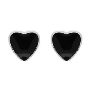 Sterling Silver Whitby Jet Heart Stud Earrings