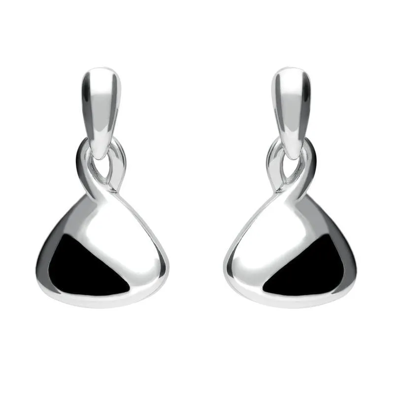 Sterling Silver Whitby Jet Heritage Freeform Drop Earrings D