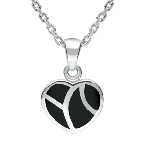 Sterling Silver Whitby Jet Inlaid Heart Necklace
