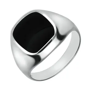 Sterling Silver Whitby Jet Large Cushion Signet Ring