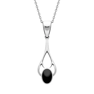 Sterling Silver Whitby Jet Large Oval Spoon Necklace