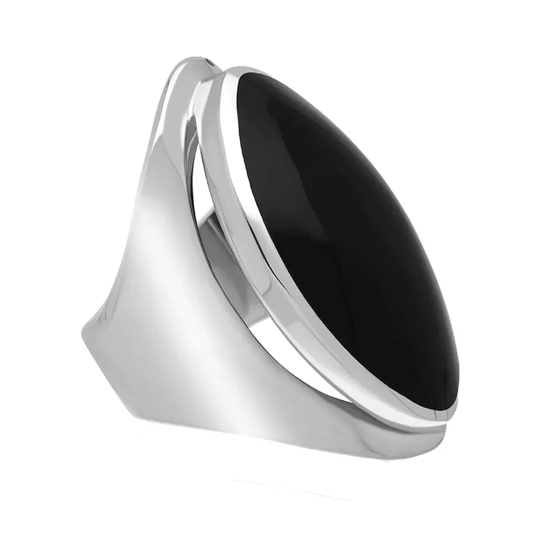 Sterling Silver Whitby Jet Large Oval Statement Ring
