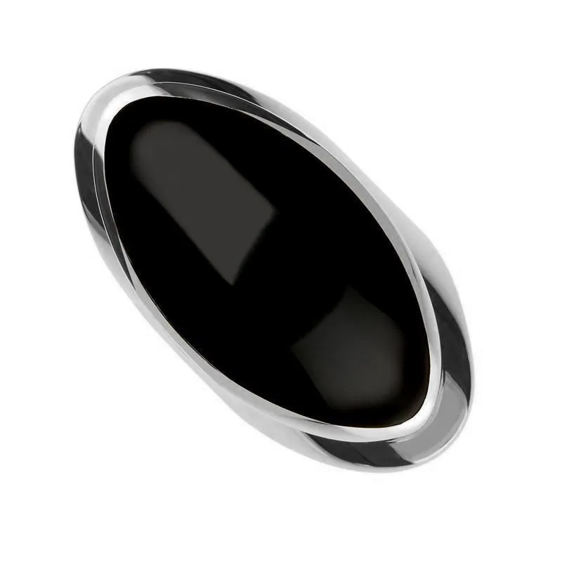 Sterling Silver Whitby Jet Large Oval Statement Ring