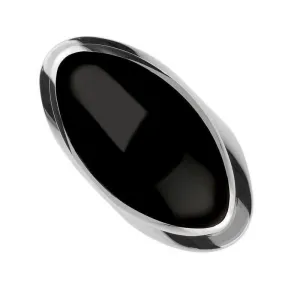 Sterling Silver Whitby Jet Large Oval Statement Ring