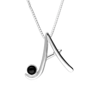 Sterling Silver Whitby Jet Love Letters Initial A Necklace
