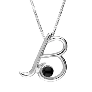 Sterling Silver Whitby Jet Love Letters Initial B Necklace