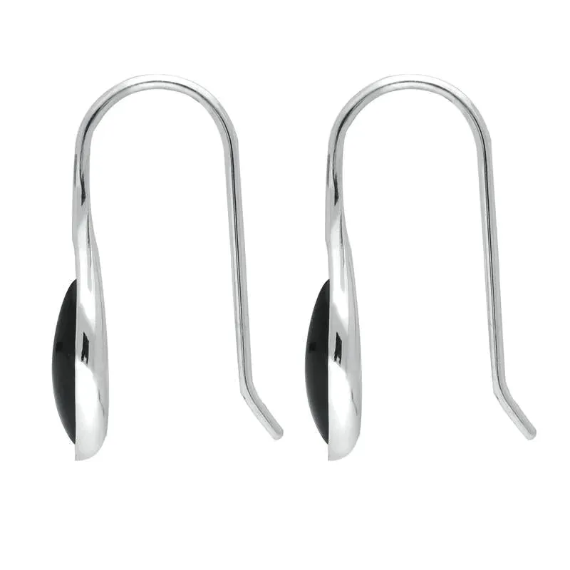 Sterling Silver Whitby Jet Marquise Overlap Hook Earrings
