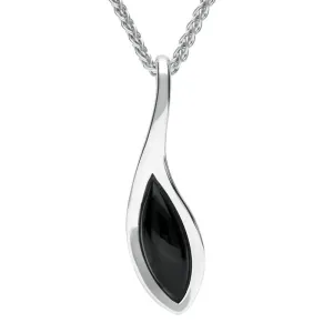Sterling Silver Whitby Jet Marquise Overlap Necklace
